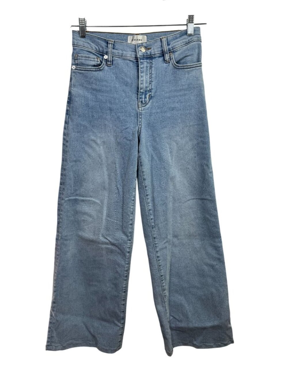 Frame Le Slim Palazzo Light Wash Wide Leg Jeans Size 26 Womens Denim Hemmed
